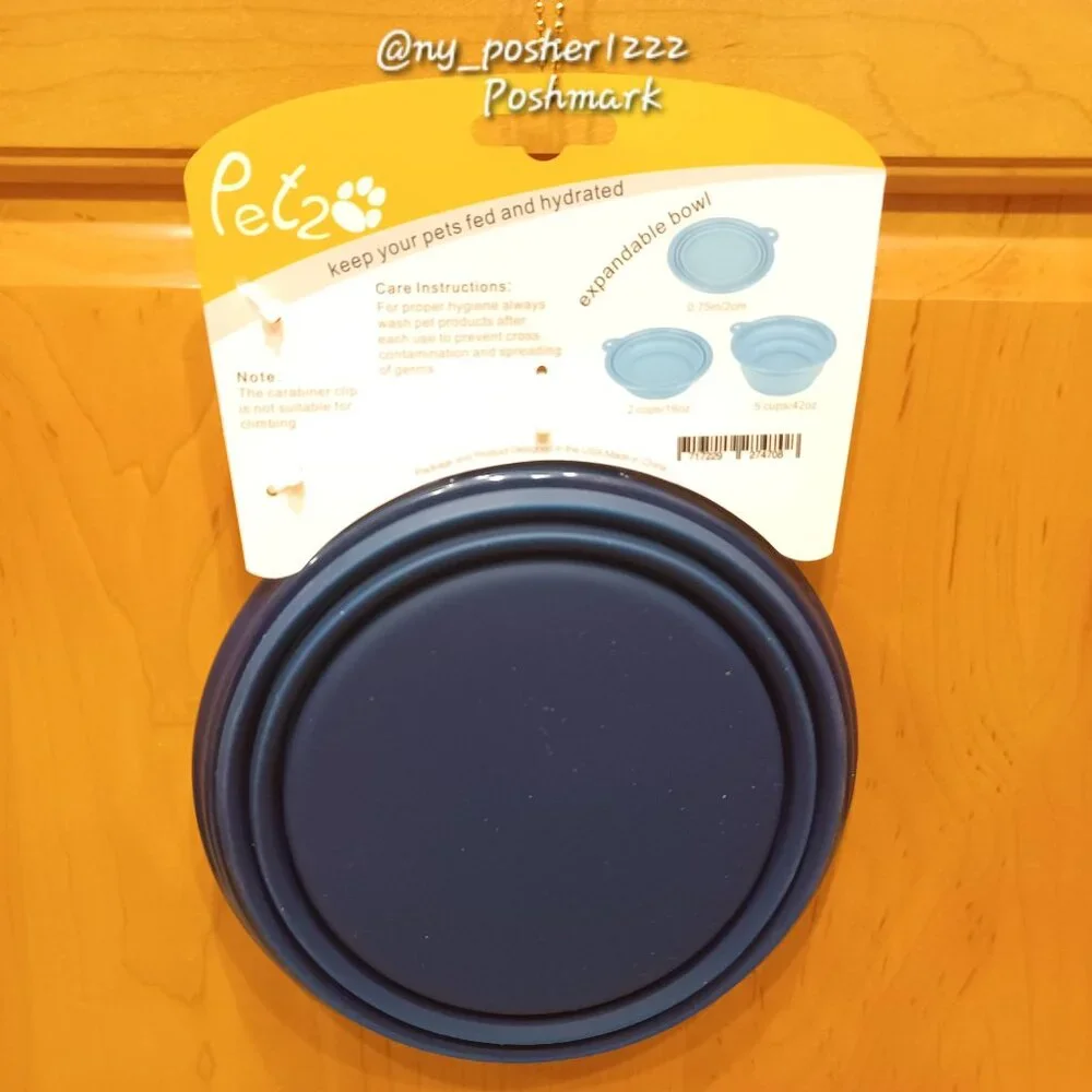 Ｐｅｔ₂Ｏ Silicone Round Travel Pet Bowl (Size Large) 🔴🔵